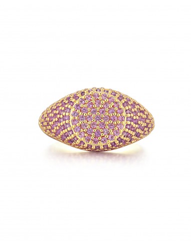 Pave Signet Ring- Pink- Gold france