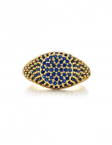 Pave Signet Ring- Blue Sapphire- Gold vente chaude votre 