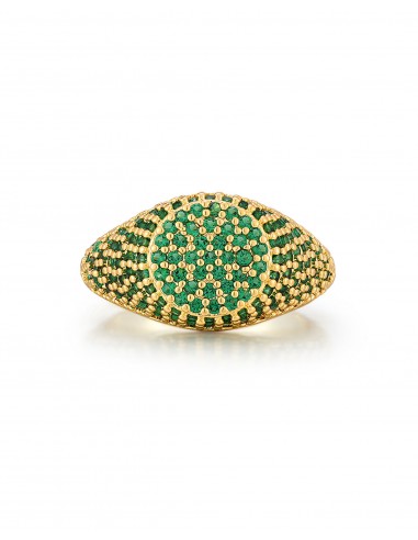 Pave Signet Ring- Emerald Green- Gold 2023