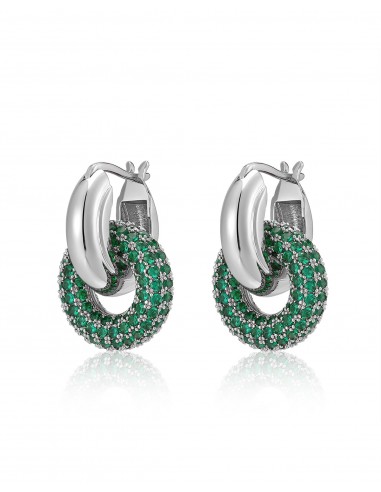 Pave Interlock Hoops- Emerald Green- Silver 50% de réduction en Octobre 2024