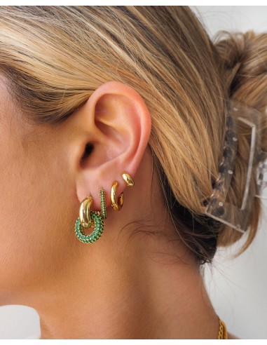 Pave Interlock Hoops- Emerald Green- Gold À commander