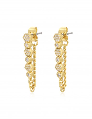 Hex Pave Chain Studs- Gold français