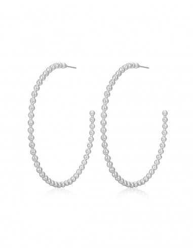 Pave Ball Chain Hoops- Silver rembourrage situé sous