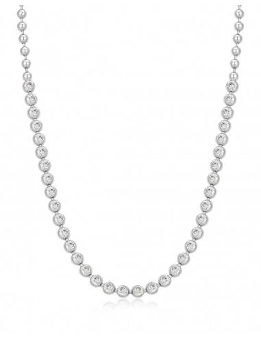 Pave Ball Chain Necklace- Silver Pour