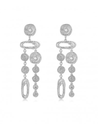 Molten Disc Statement Earrings- Silver de technologie