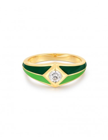 Pyramid Stud Signet Ring- Green- Gold Véritable concentré