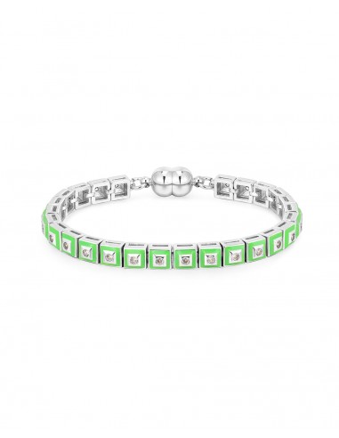 Pyramid Stud Tennis Bracelet- Bright Green- Silver vente chaude votre 