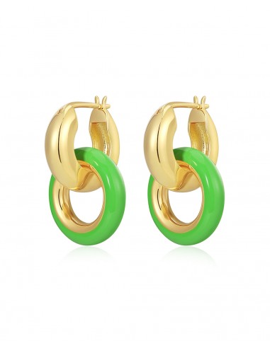 Pave Interlock Hoops- Bright Green- Gold online