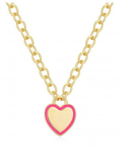 Heart Pendant Necklace- Hot Pink- Gold livraison et retour toujours gratuits