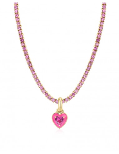 Mini Ballier Necklace with Heart Charm- Hot Pink- Gold Découvrez la collection