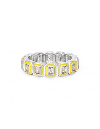 Bezel Ballier Ring- Neon Yellow- Silver sur le site 