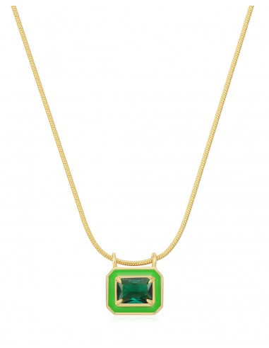 Bezel Pendant Necklace- Bright Green- Gold Comparez plus de prix