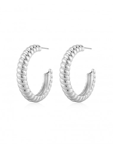 XL Ridged Hoops- Silver Livraison rapide