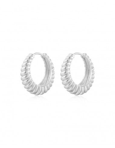 Ridged Marbella Hoops- Silver pas cher chine