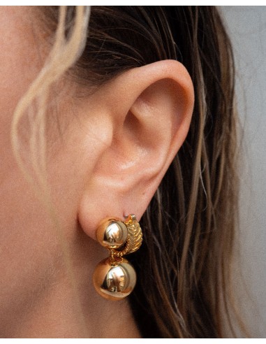 Double Ball Earrings- Gold soldes