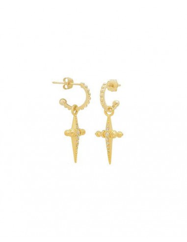 Pave Mini Cross Hoops- Gold l'achat 