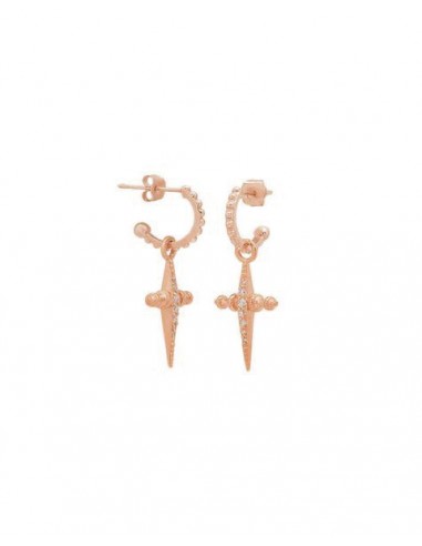 Pave Mini Cross Hoops- Rose Gold Les êtres humains sont 