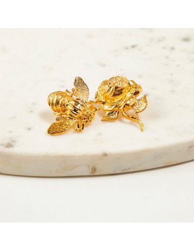 Rose and Bee Metal Stud Earrings Jusqu'à 80% De Réduction