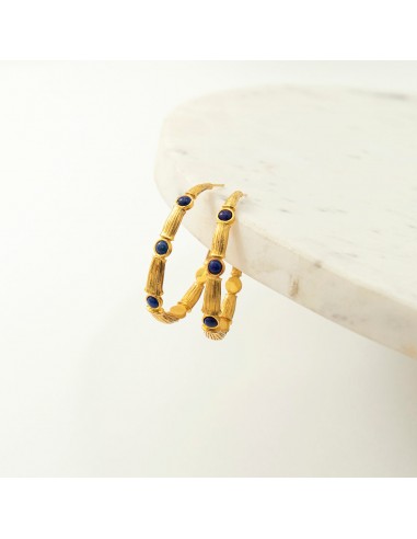 Martha Big Bamboo Hoops with Lapis Lazuli rembourrage situé sous