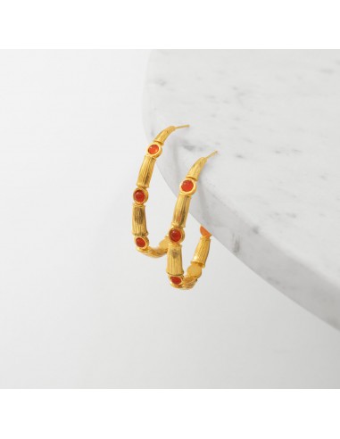 Martha Big Bamboo Hoops with Carnelian pas cher chine