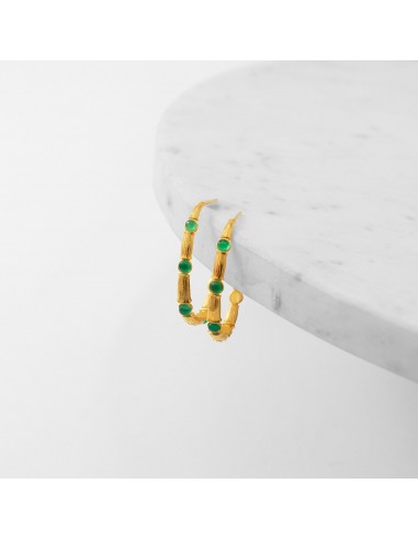 Martha Small Bamboo Hoops with Green Agate vente chaude votre 