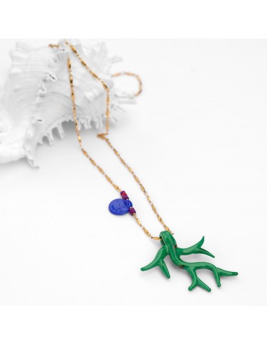 Green Murano Coral Chain Pendant Necklace plus qu'un jeu 