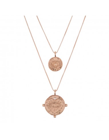 Evil Eye Double Coin Necklace- Rose Gold plus qu'un jeu 