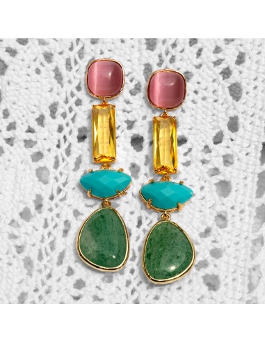 Eleanor Green and Pink Dangle Earrings meilleur choix