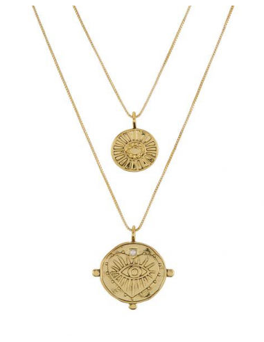 Evil Eye Double Coin Necklace- Gold prix pour 