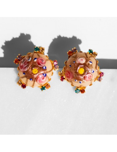 Murano Beige Stud Earrings pas cher 