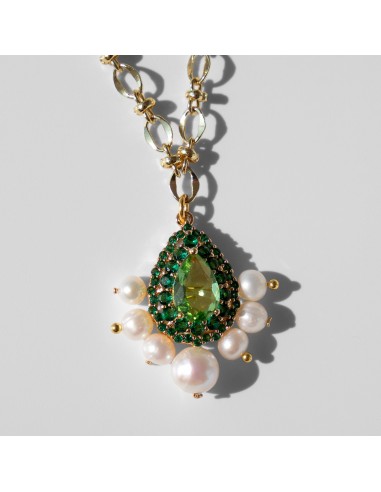 Albia Pendant with Green Crystals and Pearls à prix réduit toute l'année