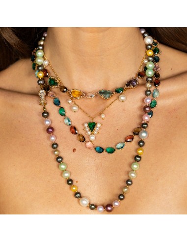 Margherite Pearl Necklace with Green Heart Découvrez la collection