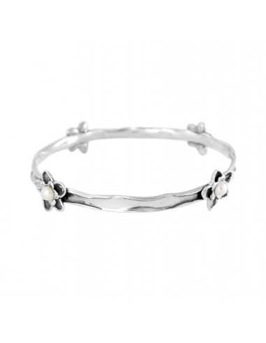 Thin Flowers & Pearl Bangle Bracelet commande en ligne