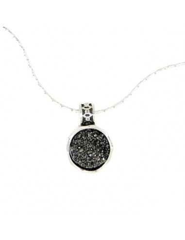 Black & Elegant Platinum Drusy Necklace - N2699 pas cher chine