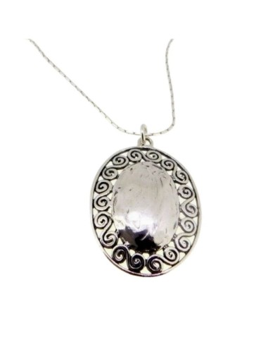 Oval with Spirals Design Necklace N8179 soldes