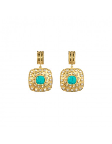 Renata Earrings Turquoise & Freshwater Pearls les muscles