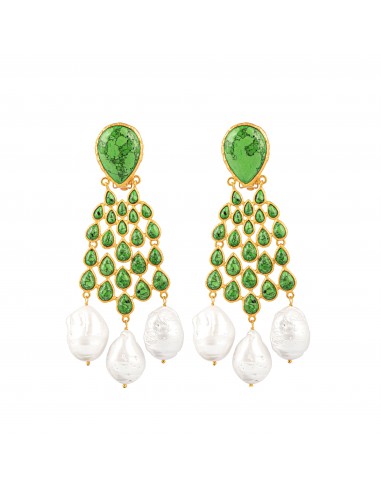 Euphoria Earrings Green Turquoise & Baroque Pearls livraison gratuite