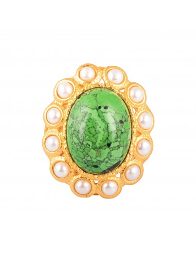 Oceana Ring Green Turquoise & Pearls paiement sécurisé