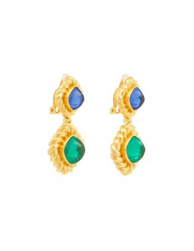 Carlotta Earrings Blue Sapphire Quartz & Emerald Green Quartz ouvre sa boutique