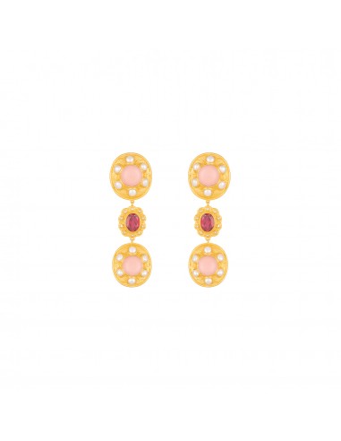 Amara Earrings Pink Coral, Pink Crystal & Pearls d'Europe débarque