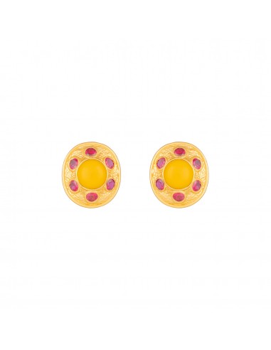 Vivienne Earrings Yellow Glass & Pink Crystal Véritable concentré