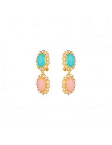 Ada Earrings Pink Coral, Turquoise & Pearls vente chaude votre 