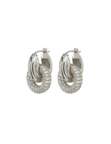 Pave Interlock Hoops- Silver pas cher 