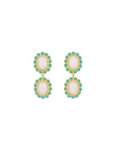 Ada Earrings White Stone & Turquoise français