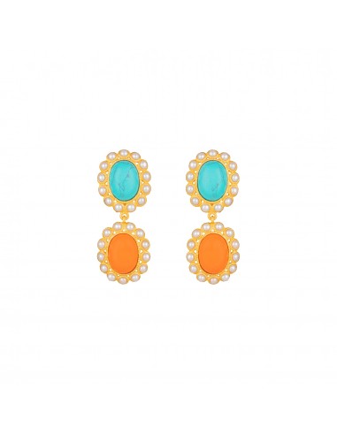 Ada Earrings Orange Coral, Turquoise & Pearls livraison gratuite