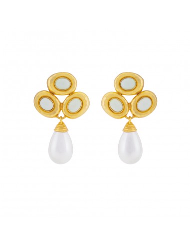 Ava Earrings White Stone & Pearl basket pas cher