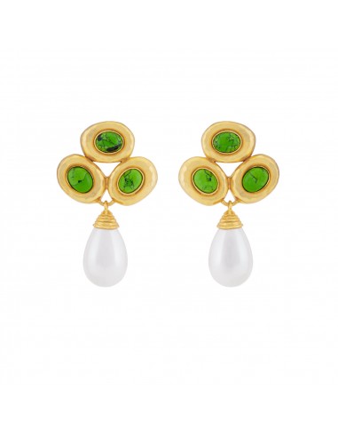 Ava Earrings Green Turquoise & Pearl vous aussi creer 