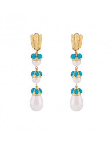 Delfina Earrings Blue Turquoise & Pearl Les êtres humains sont 