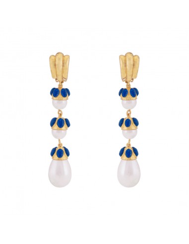 Delfina Earrings Lapis & Pearl acheter en ligne