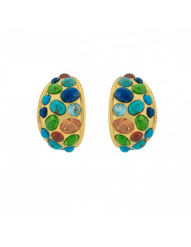 Alicia Earrings Green Turquoise, Blue Turquoise, Golden Turquoise, Lapis, Citrine Quartz & Blue Quartz de votre